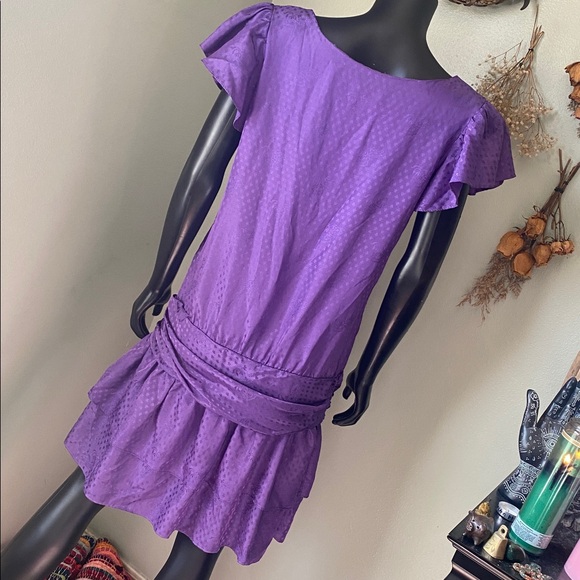 Vintage Purple Ruffle Sleeve Dress - Picture 10 of 11